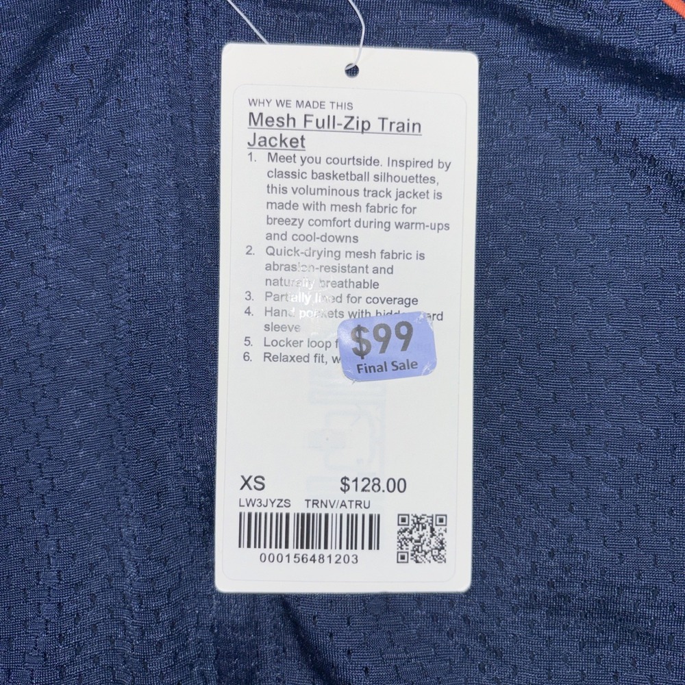 Lululemon Mesh Full-Zip Train Track Jacket Navy Blue Women's Lightweight Sz XS - Picture 2 of 12